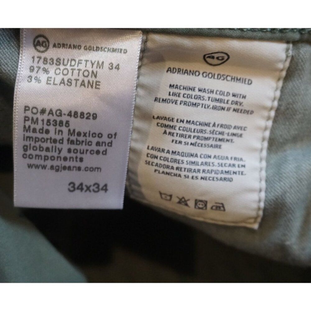 AG Adriano Goldschmied Tellis Suede Modern Slim Pants - Green - 34x34 - Picture 7 of 11